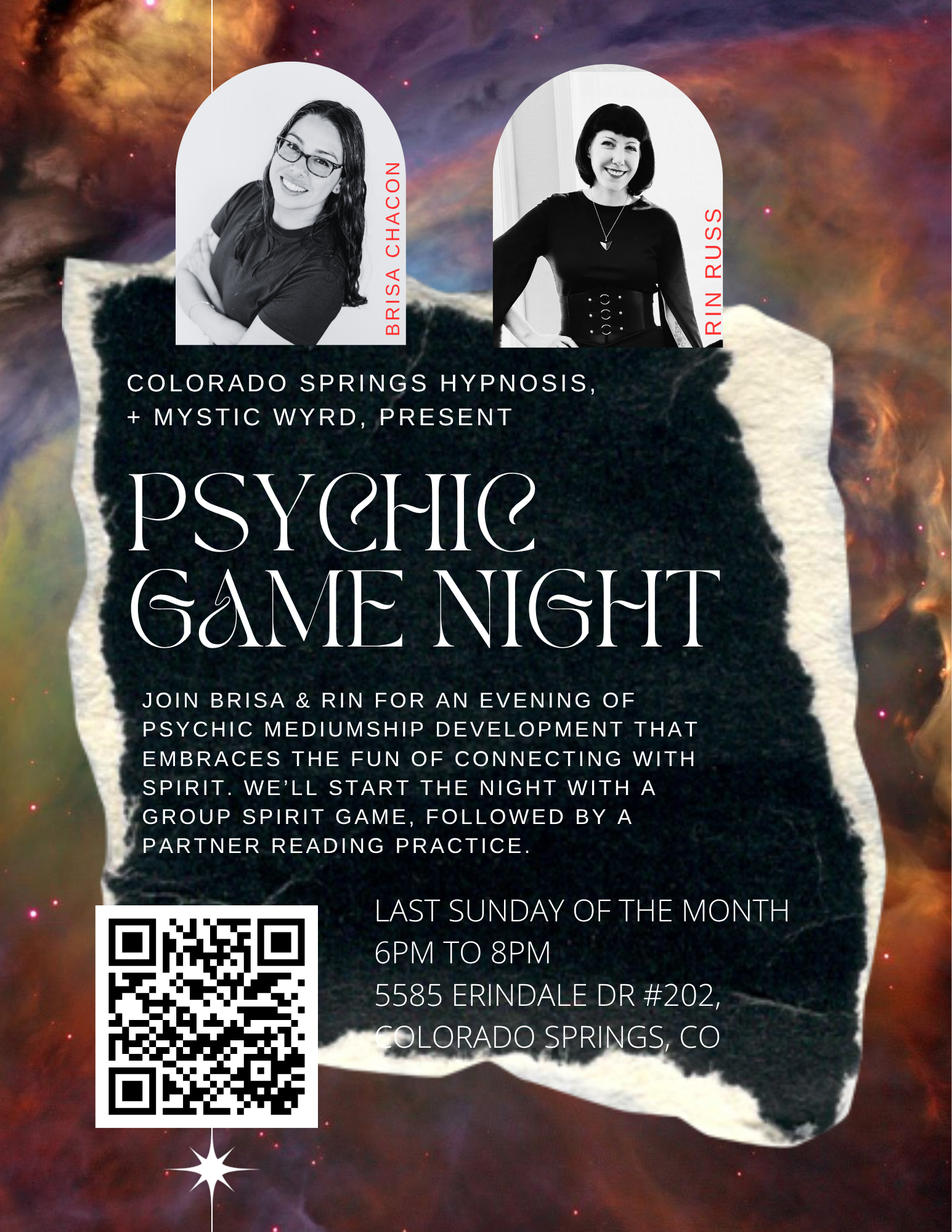 Psychic Game Night with Brisa Chacon and Rin Russ on the last night of the month